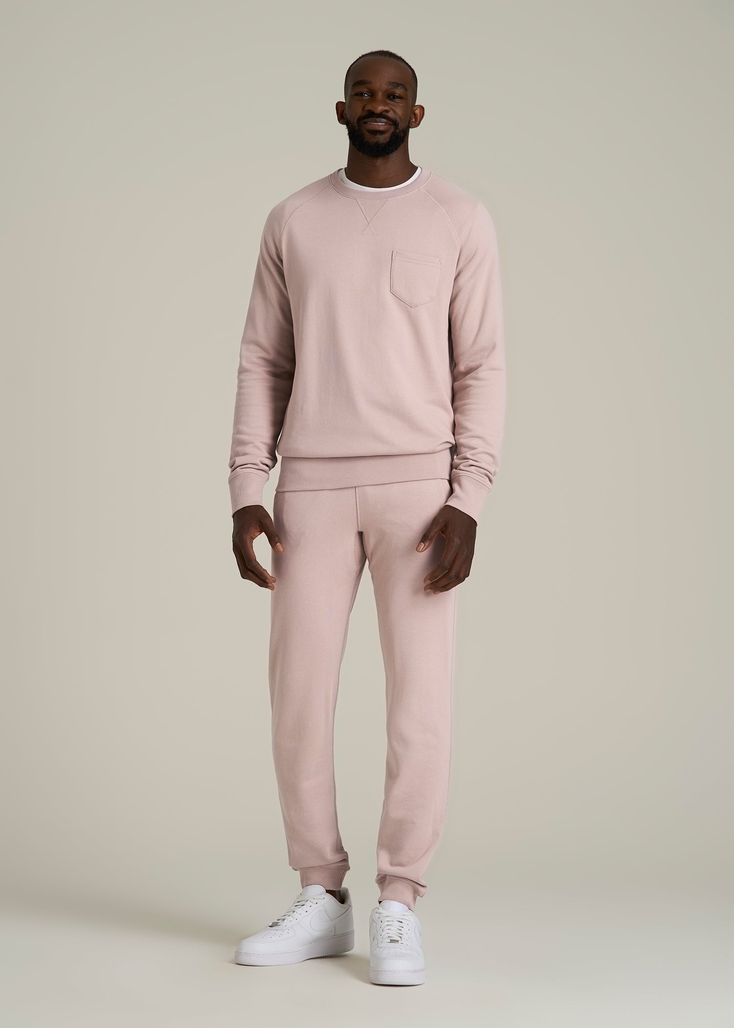 Wearever 2.0 French Terry Crewneck Sweatshirt for Tall Men in Desert Rose