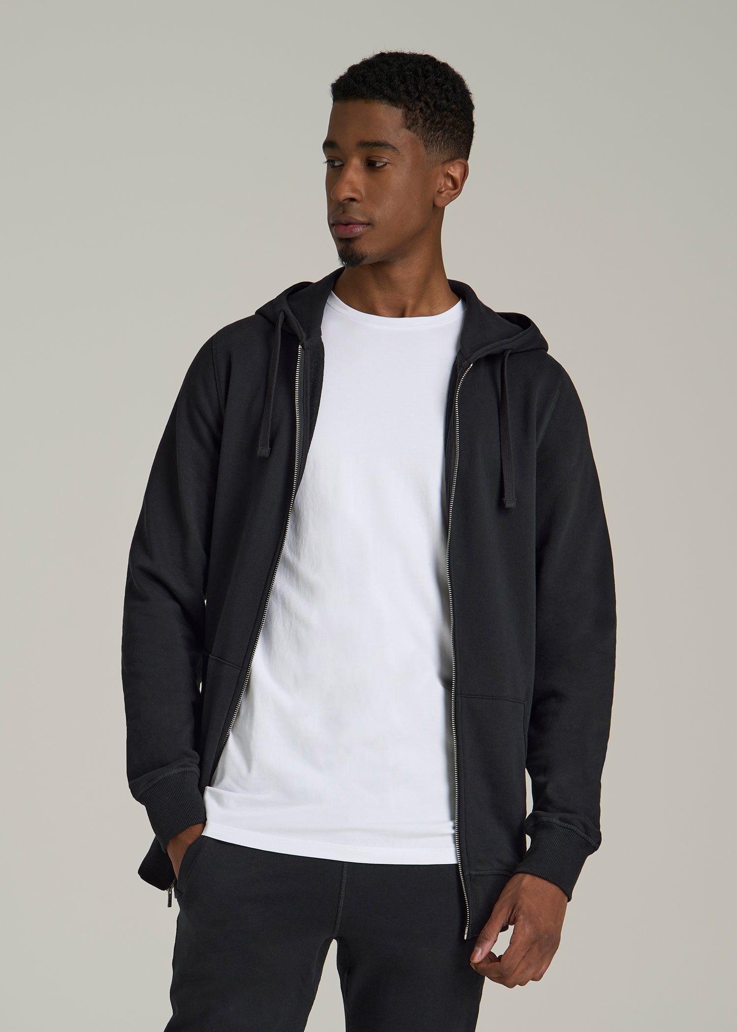 Wearever 2.0 French Terry Full-Zip Hoodie for Tall Men in Black