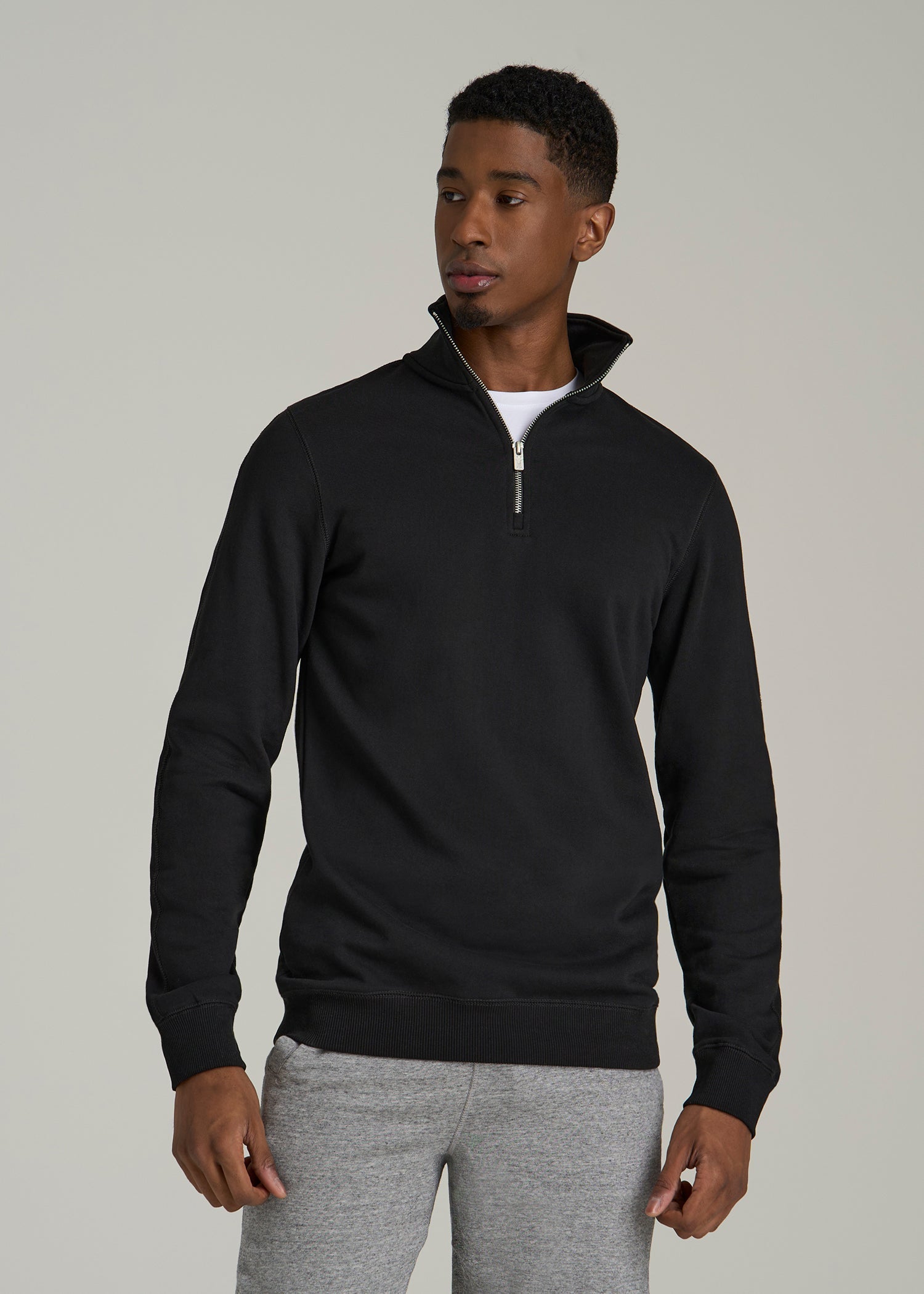 Wearever 2.0 French Terry Quarter-Zip Sweatshirt for Tall Men in Black