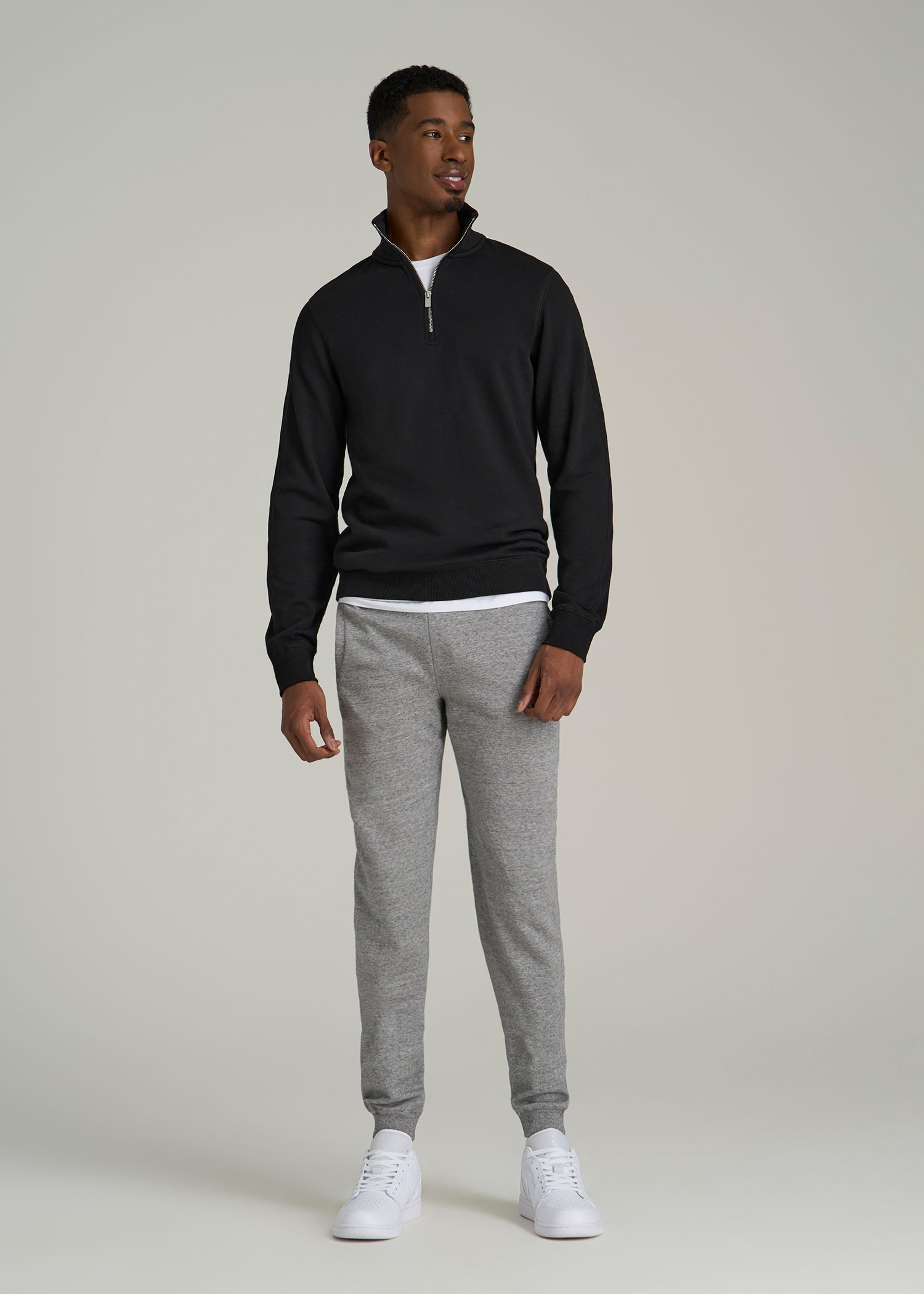 Wearever 2.0 French Terry Quarter-Zip Sweatshirt for Tall Men in Black