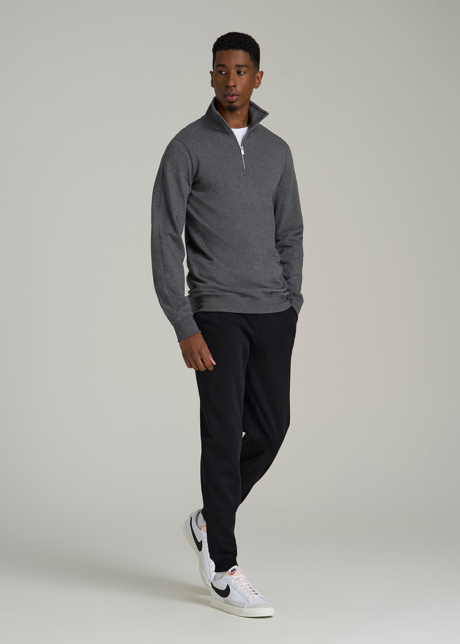 Wearever 2.0 French Terry Quarter-Zip Sweatshirt for Tall Men in Charcoal Mix