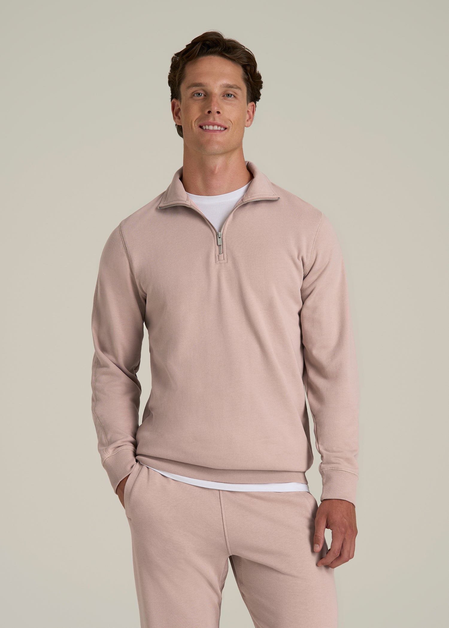 Wearever 2.0 French Terry Quarter-Zip Sweatshirt for Tall Men in Desert Rose