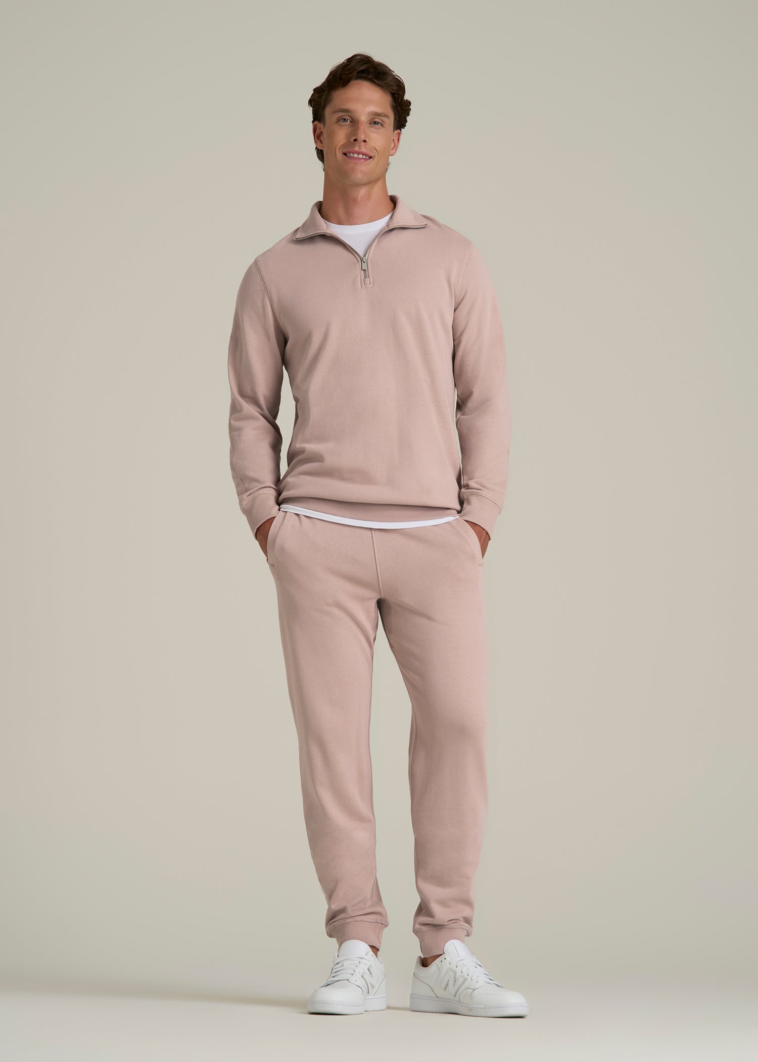 Wearever 2.0 French Terry Quarter-Zip Sweatshirt for Tall Men in Desert Rose