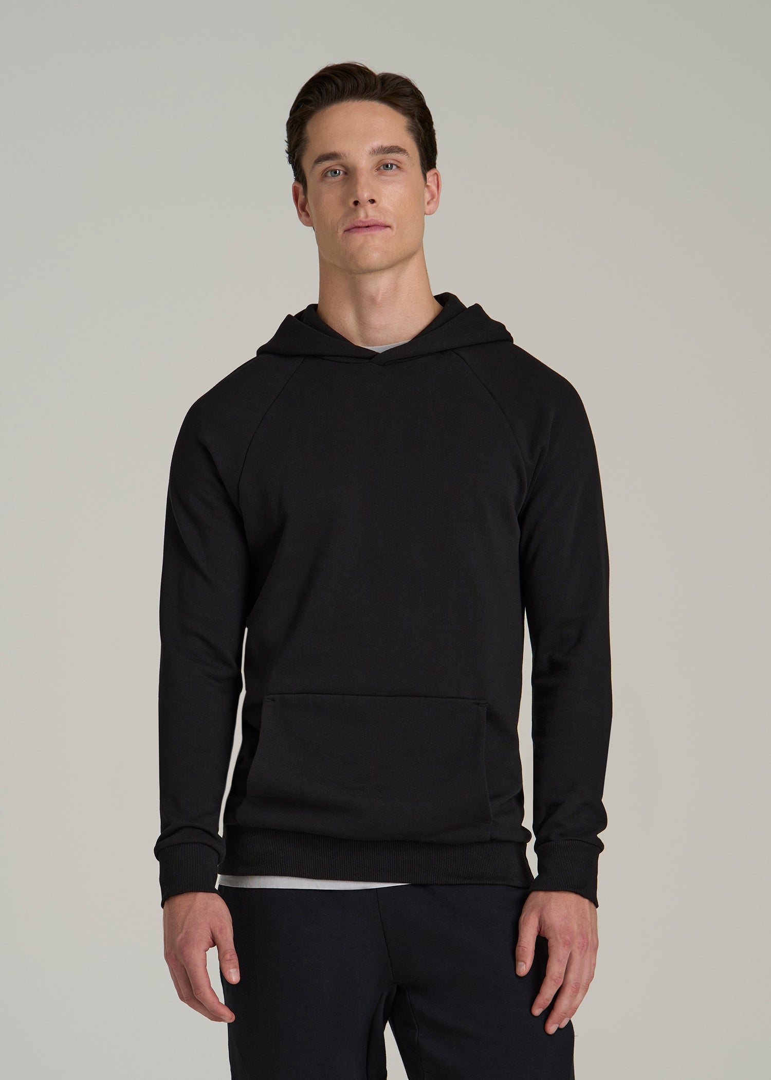 Wearever French Terry Raglan Hoodie for Tall Men in Black