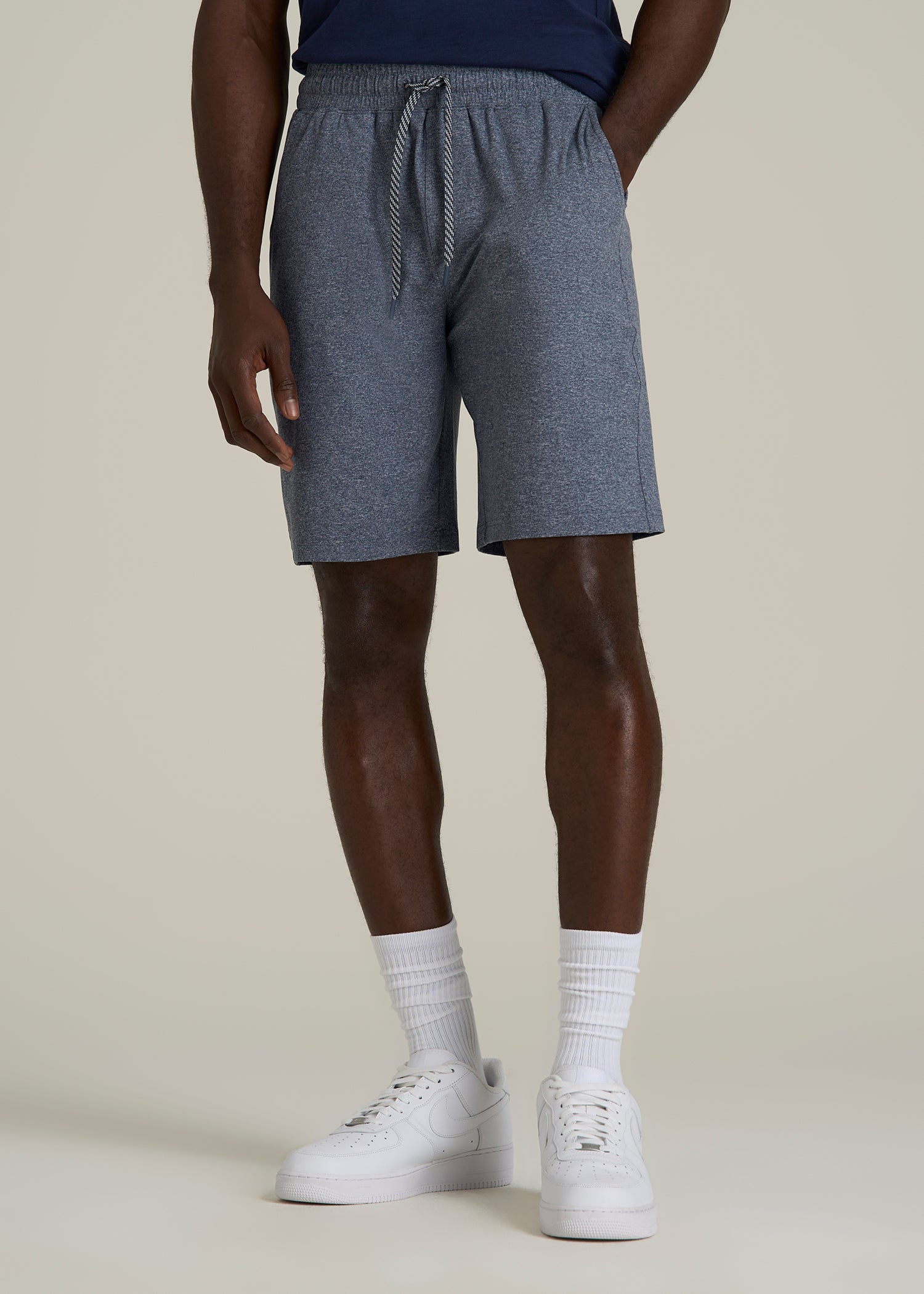 Weekender Stretch Lounge Shorts for Tall Men in Navy Mix