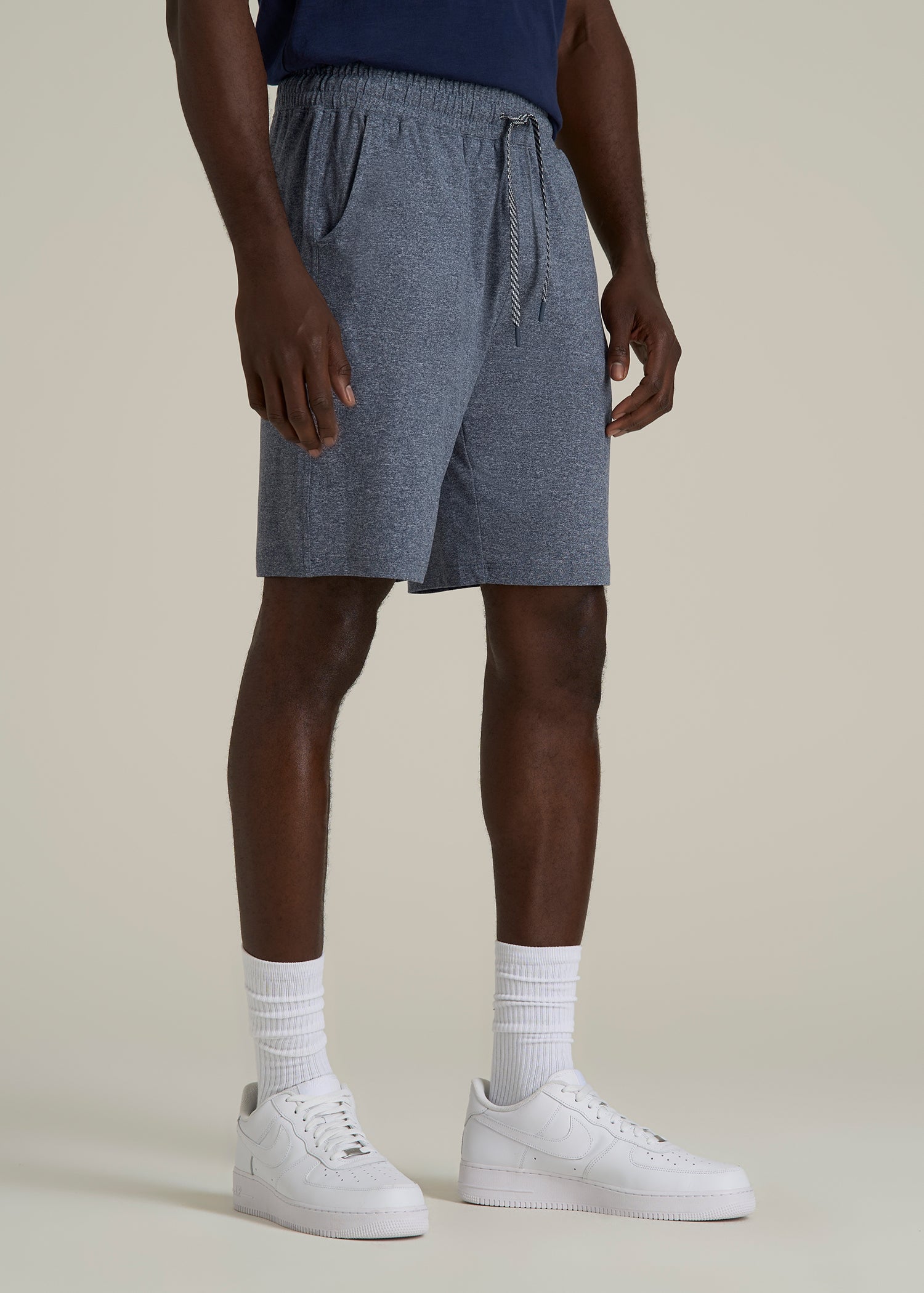 Weekender Stretch Lounge Shorts for Tall Men in Navy Mix