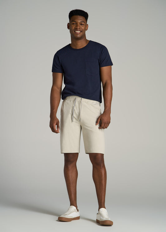 Weekender Stretch Lounge Shorts for Tall Men in Stone Heather
