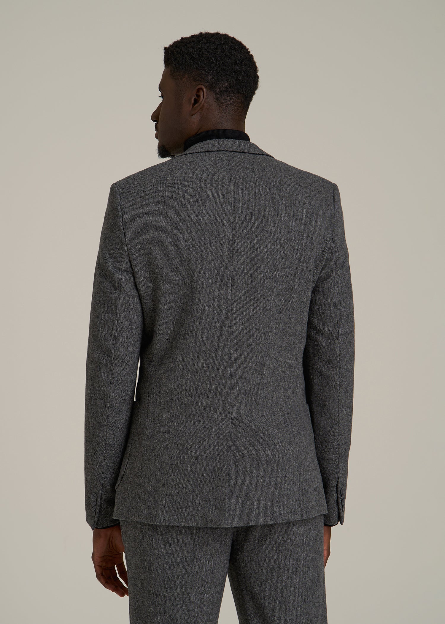 Wool Blend Blazer for Tall Men in Anthracite Tweed