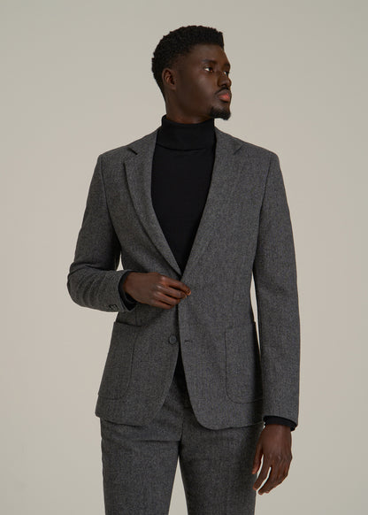 Wool Blend Blazer for Tall Men in Anthracite Tweed