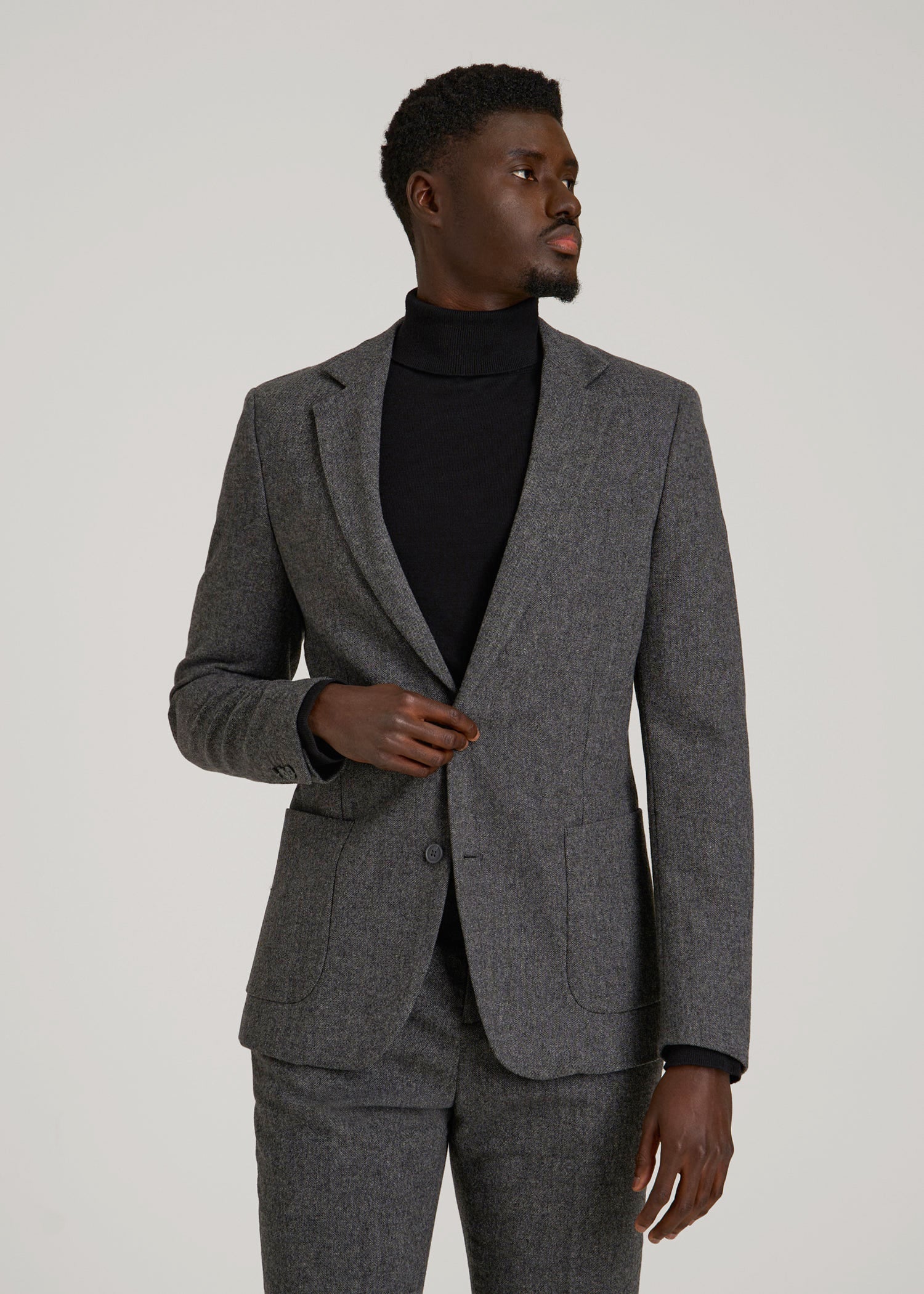 Wool Blend Blazer for Tall Men in Anthracite Tweed 48 / Tall / Anthracite Tweed