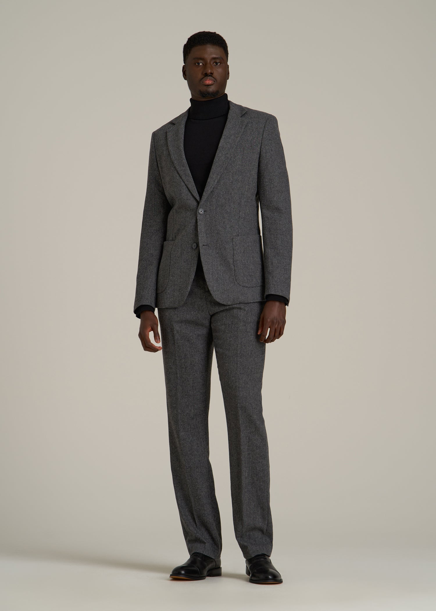 Wool Blend Blazer for Tall Men in Anthracite Tweed