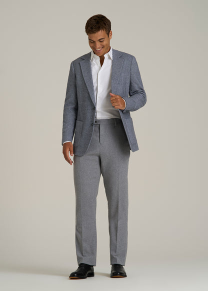 Wool Blend Blazer for Tall Men in Navy Herringbone