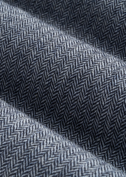 Wool Blend Blazer for Tall Men in Navy Herringbone