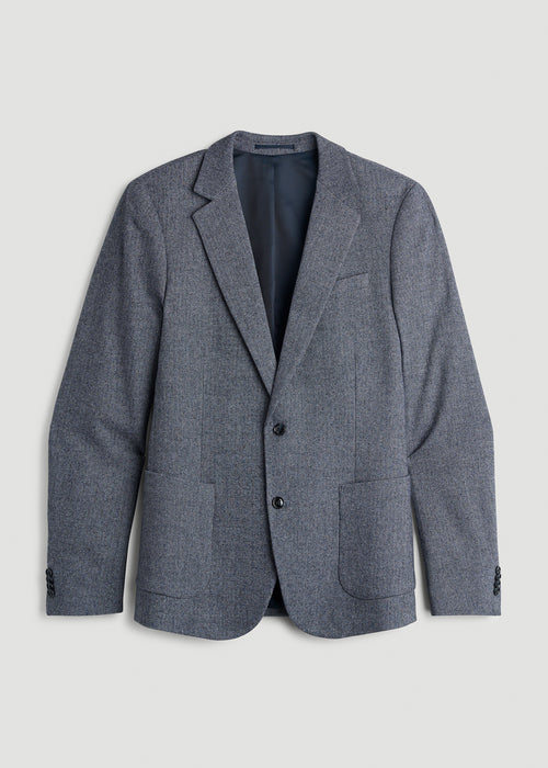 Wool Blend Blazer for Tall Men in Navy Herringbone