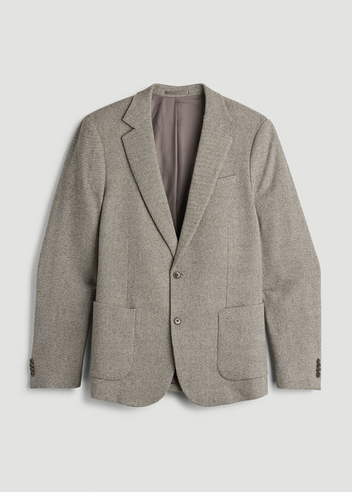 Wool Blend Blazer for Tall Men in Taupe Basketweave