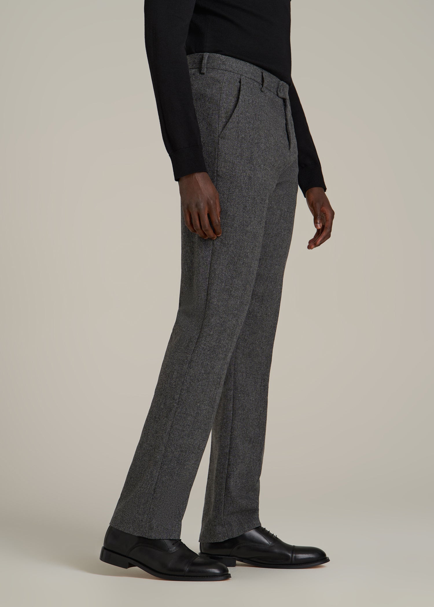 Wool Blend Dress Pants for Tall Men in Anthracite Tweed