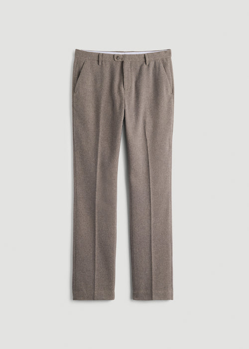 Wool Blend Dress Pants for Tall Men in Taupe Mix