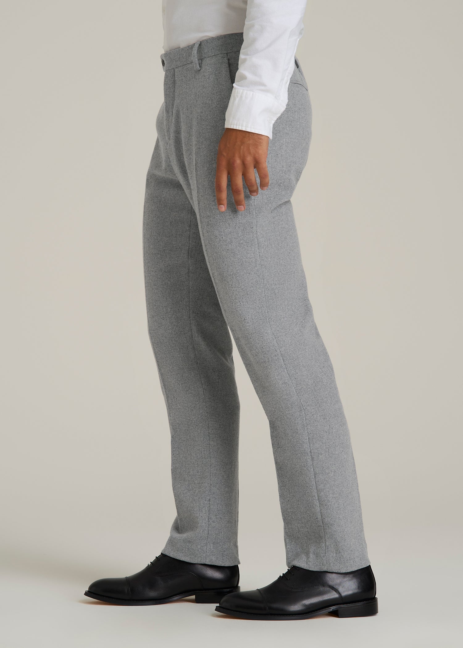 Wool Blend Dress Pants for Tall Men in Tin Grey Mix