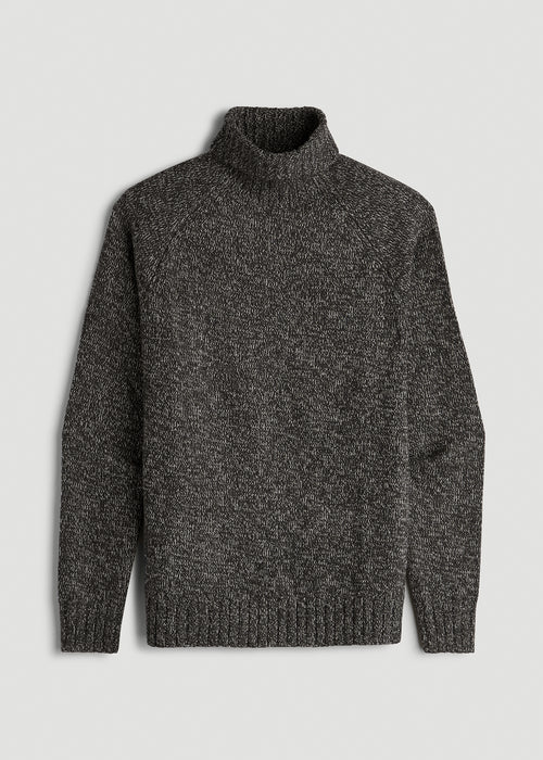 Wool Blend Marled Turtleneck for Tall Men in Charcoal Multi