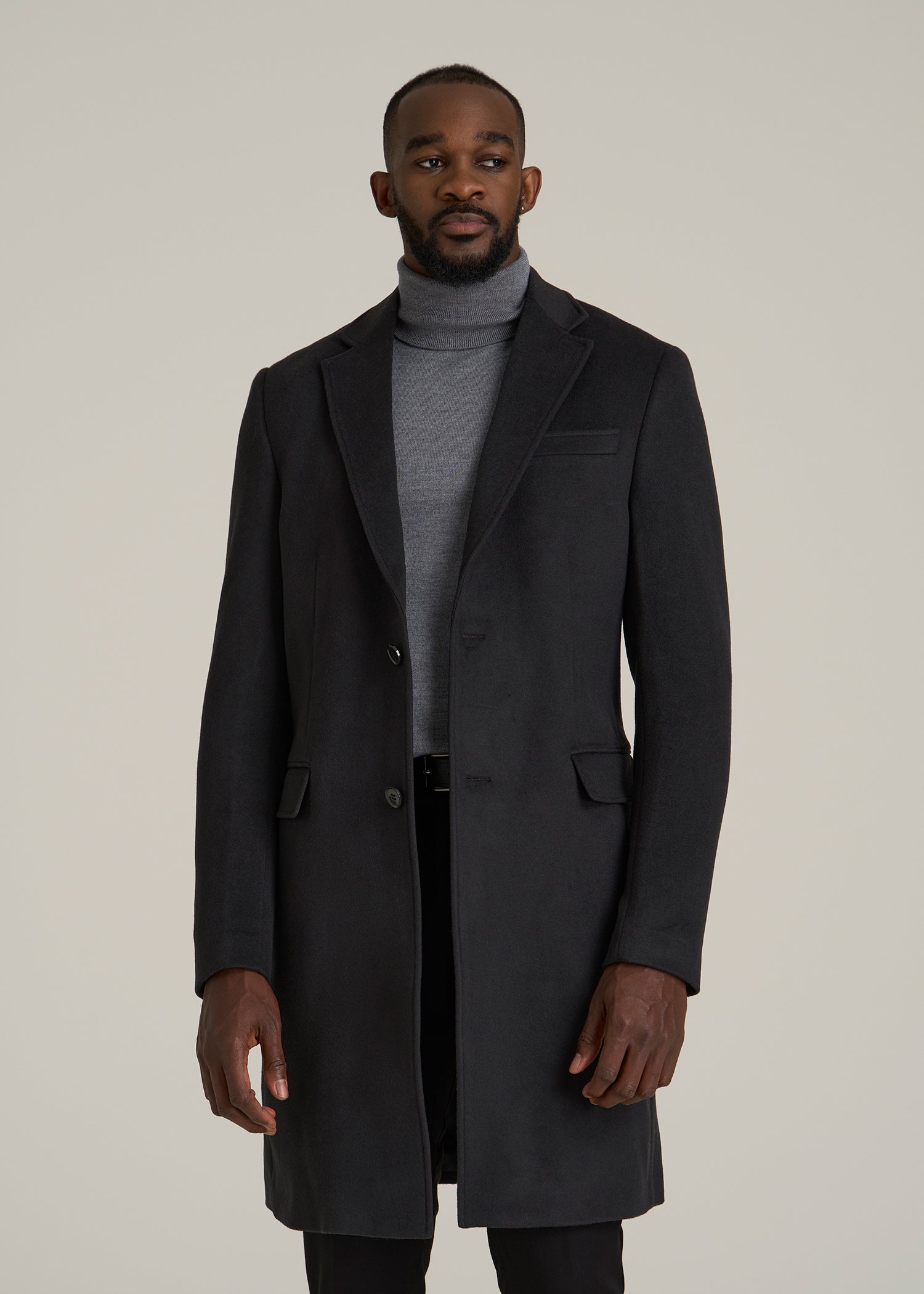 Men Mid Thigh Length Coats Men's Mid-Thigh Length Tartan Jacket