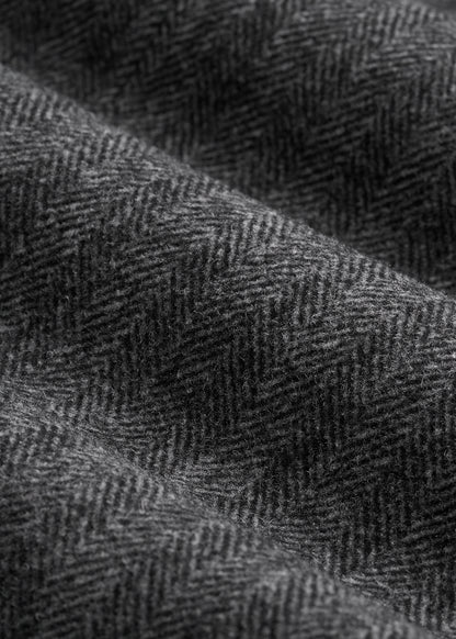 Wool Coat for Tall Men in Grey and Black Herringbone