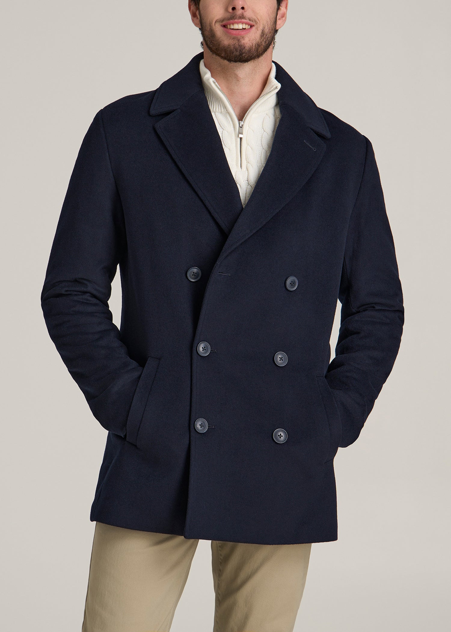 Mens Wool Double shops Breasted Peacoat