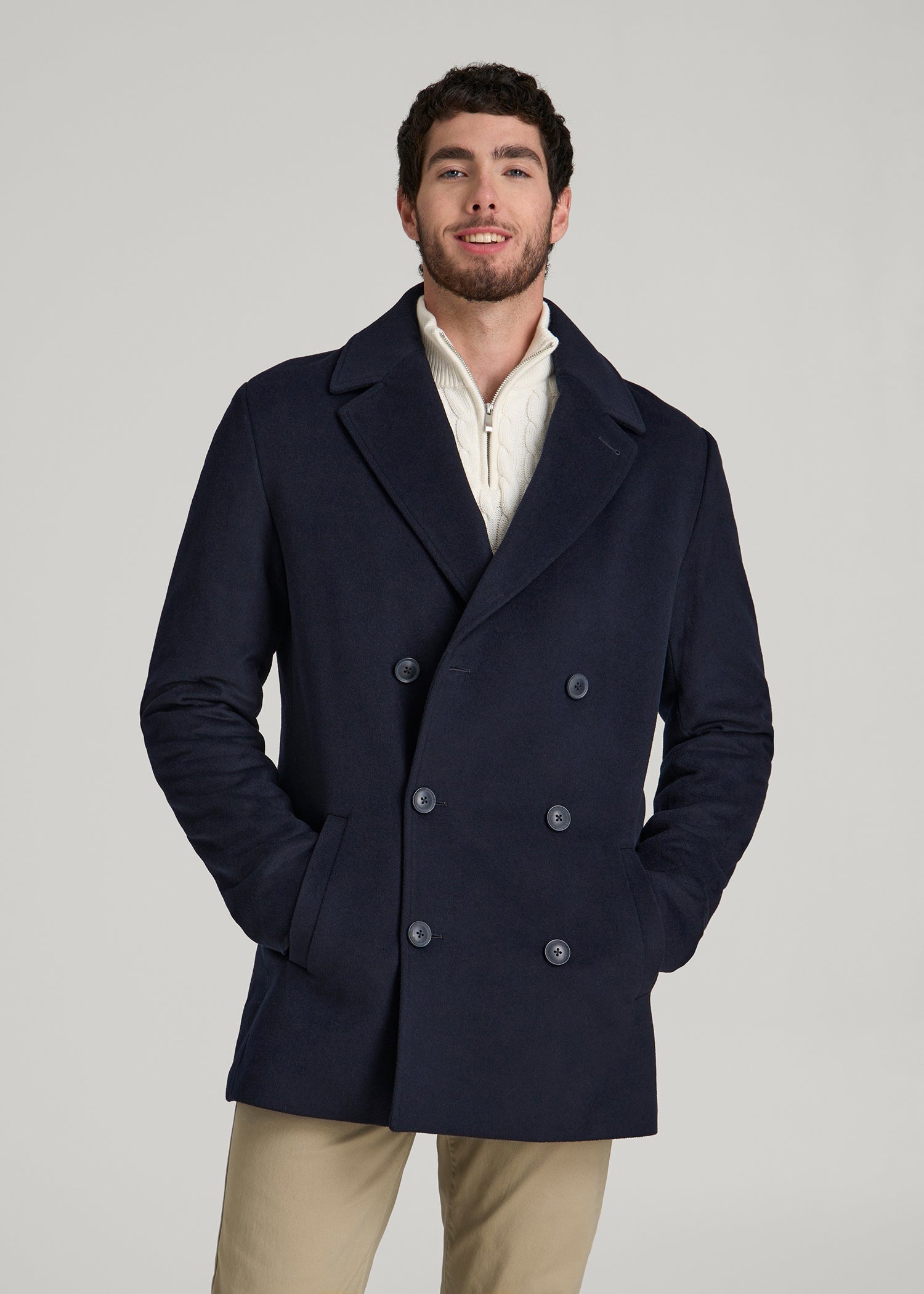 Double-Breasted Wool Peacoat for Tall Men | American Tall