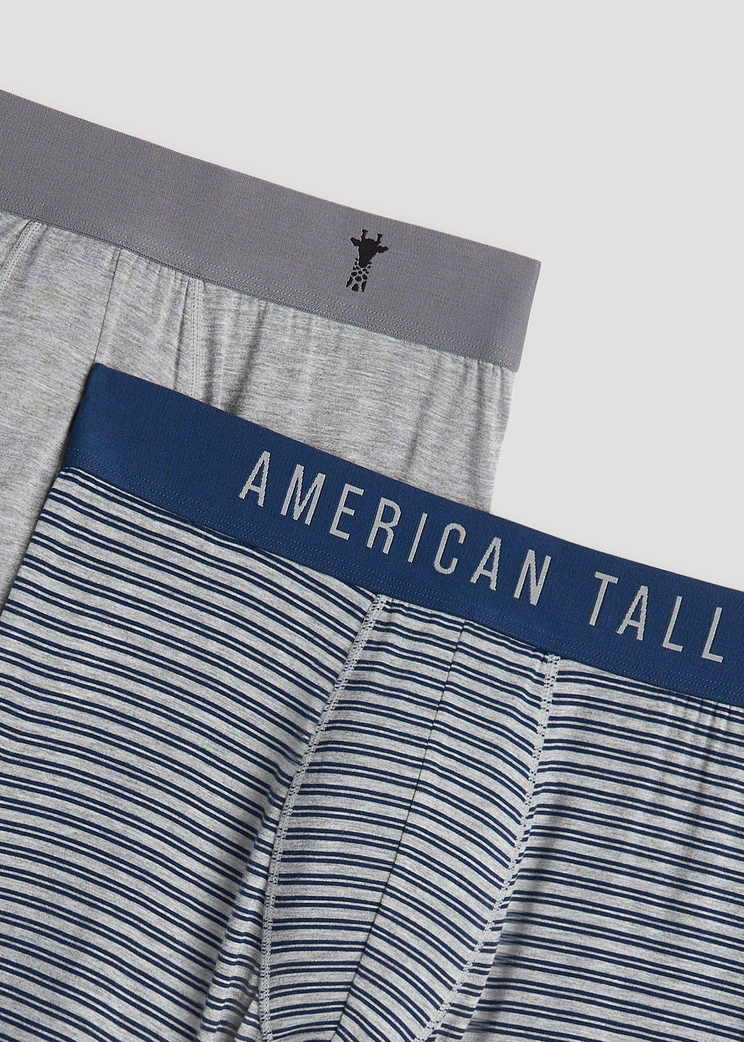 Micro Modal Boxer Briefs for Tall Men in Navy Stripe & Light Grey Mix