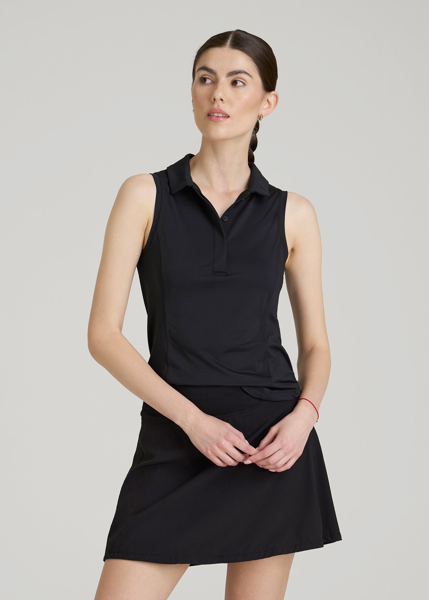 Active Sleeveless Polo Shirt for Tall Women in Black M / Tall / Black