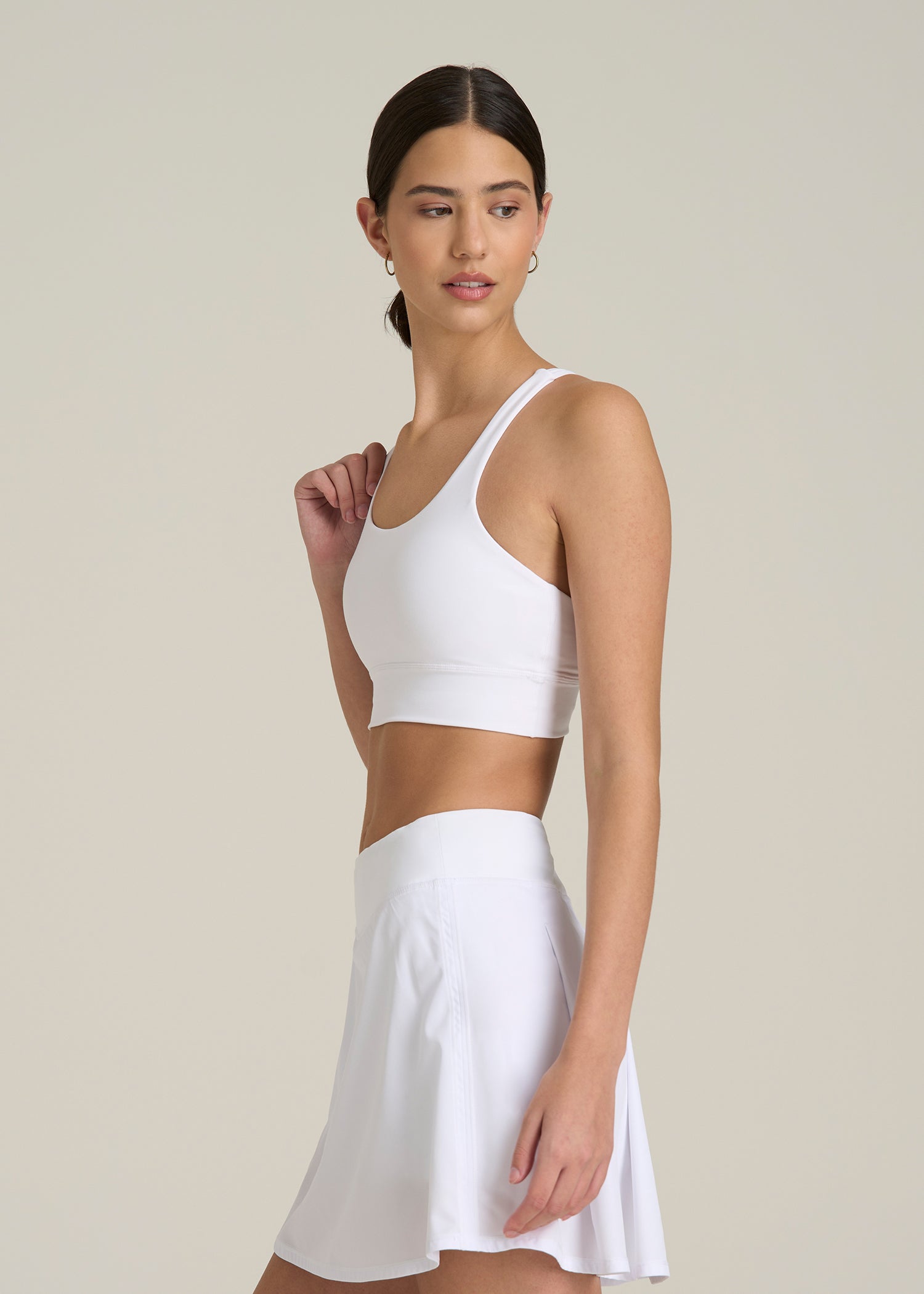 Women's Balance Crisscross Sports Bra for Tall Women in Bright White