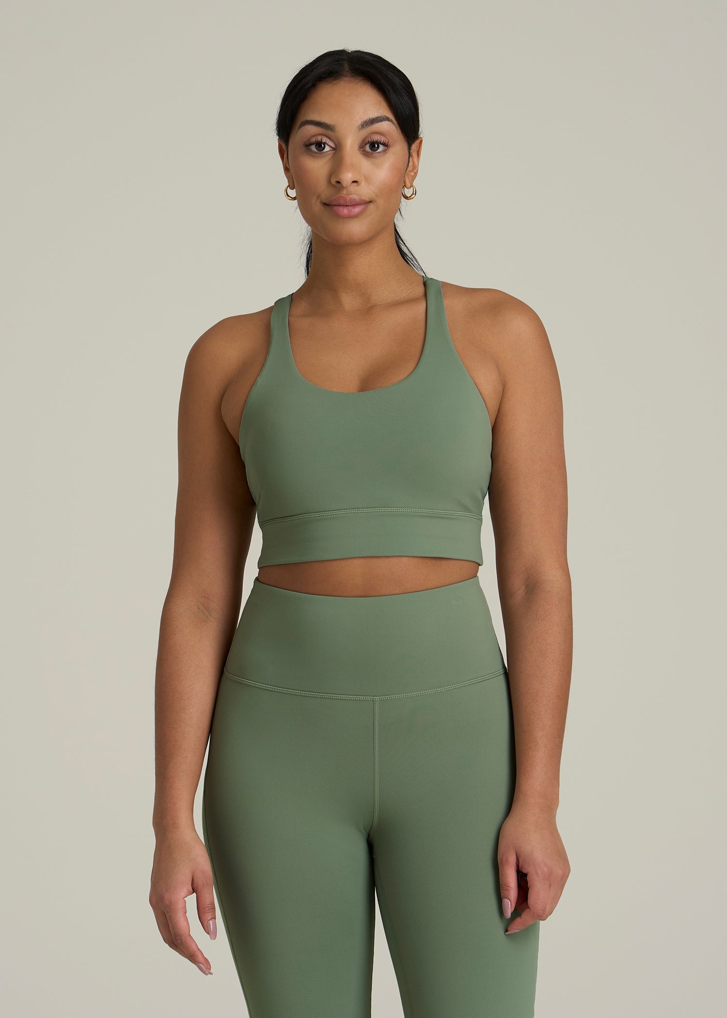 Women's Balance Crisscross Sports Bra for Tall Women in Dark Seagrass