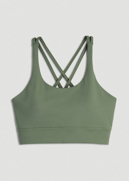 Women's Balance Crisscross Sports Bra for Tall Women in Dark Seagrass