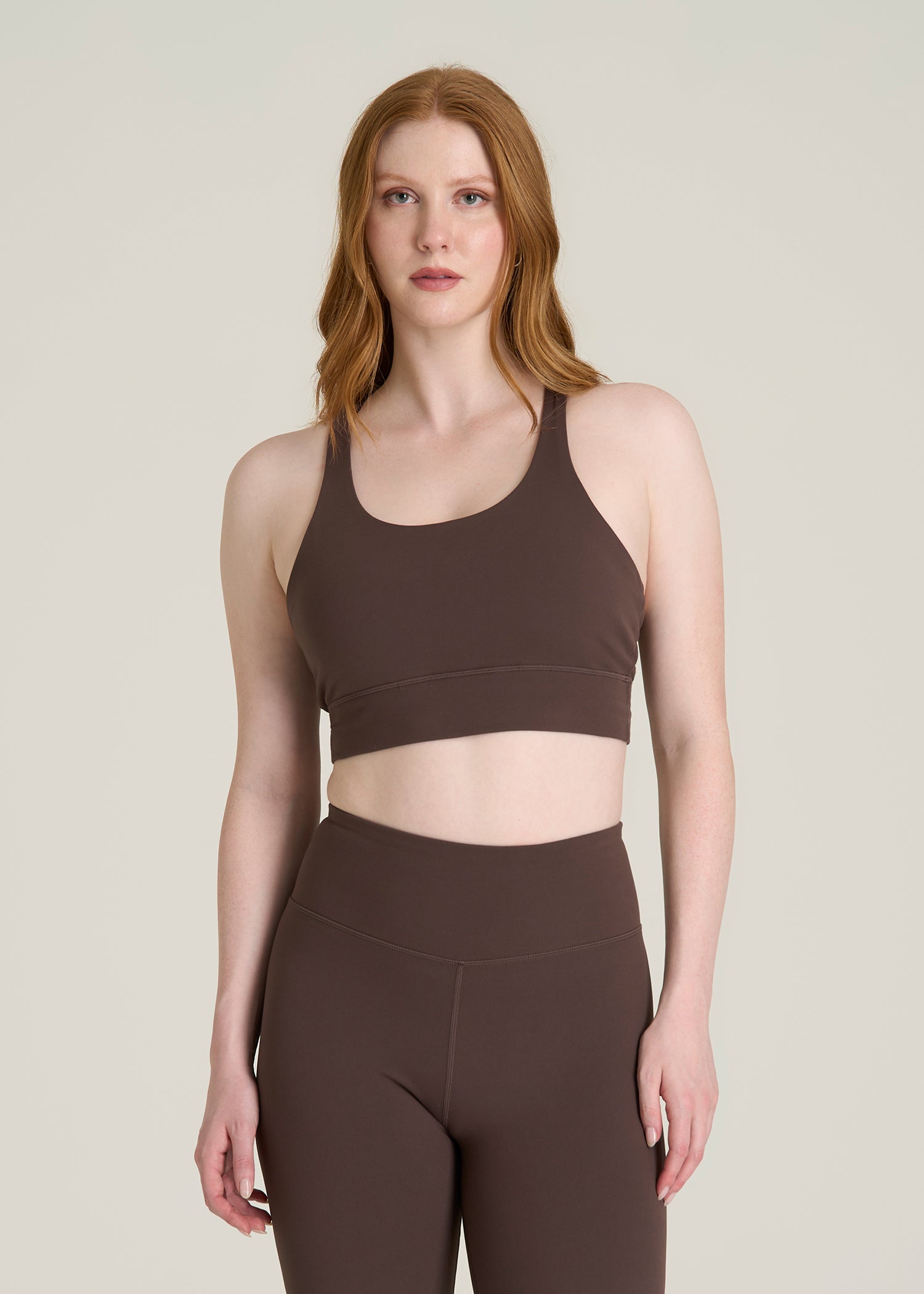 Balance Crisscross Sports Bra for Tall Women in Espresso