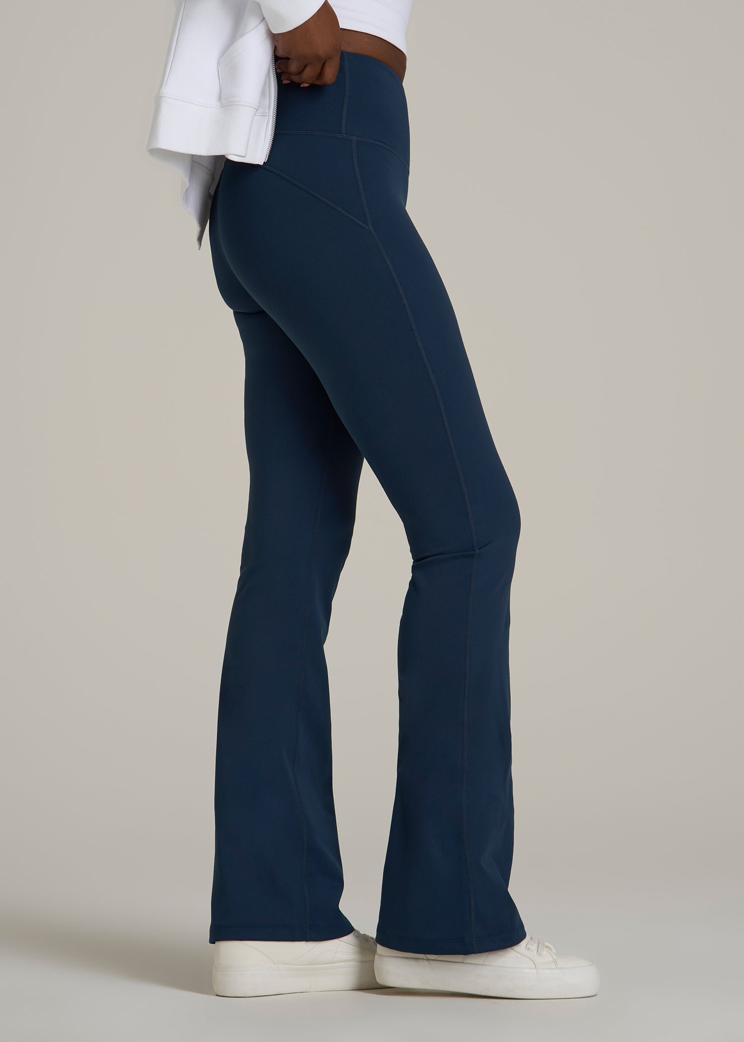 Balance Flare Yoga Pants for Tall Women in Navy Blue