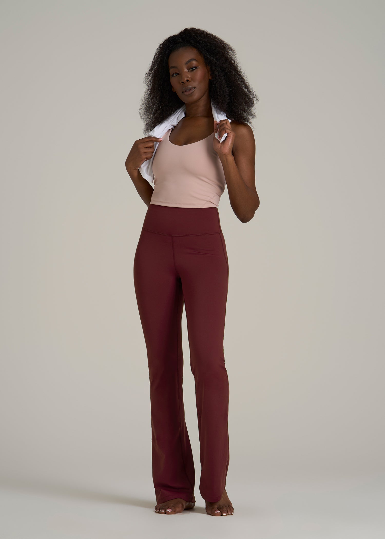 Balance Flare Yoga Pants for Tall Women in Tawny Port