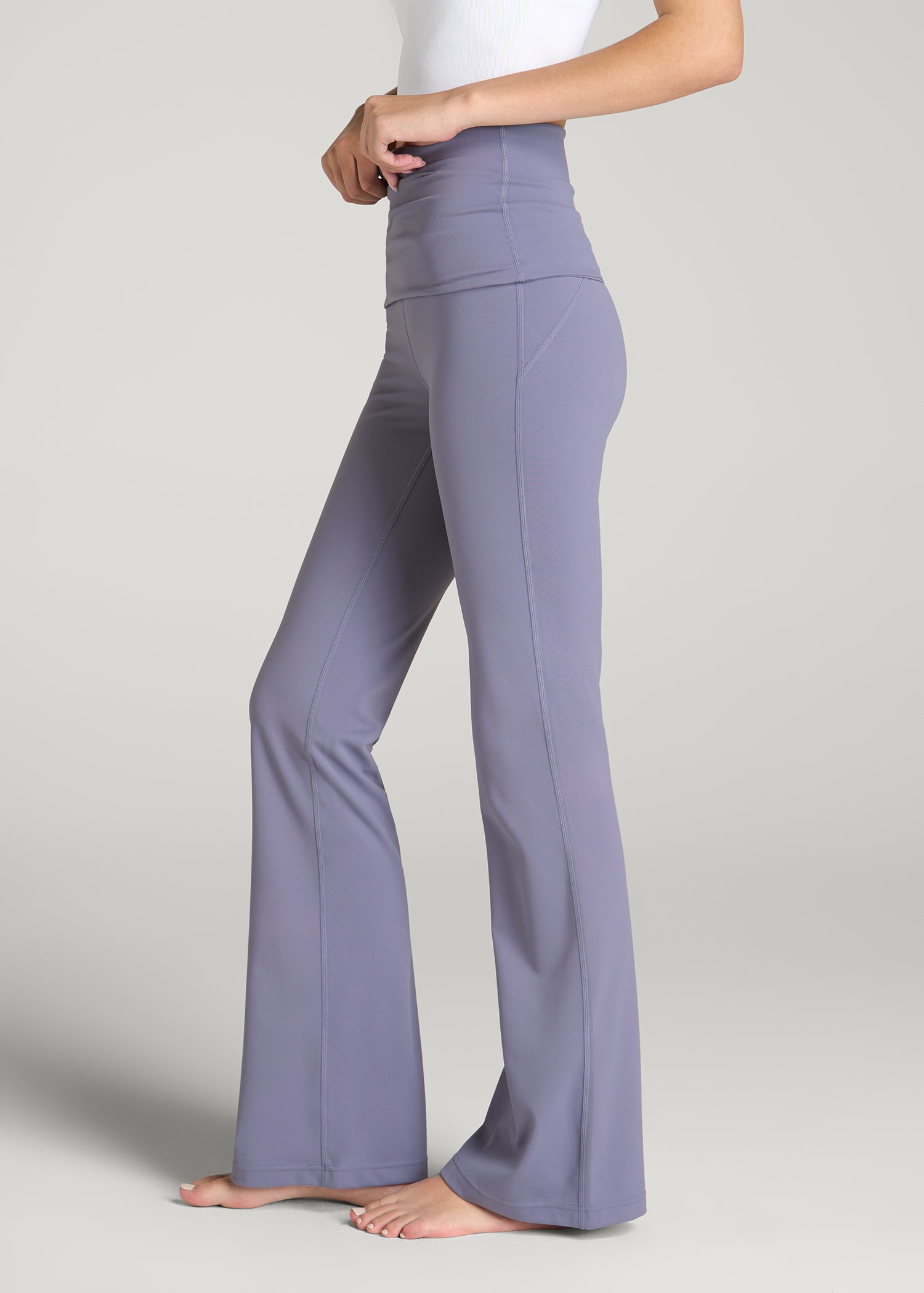 Balance Fold-over Flare Legging for Tall Women in Blue Granite