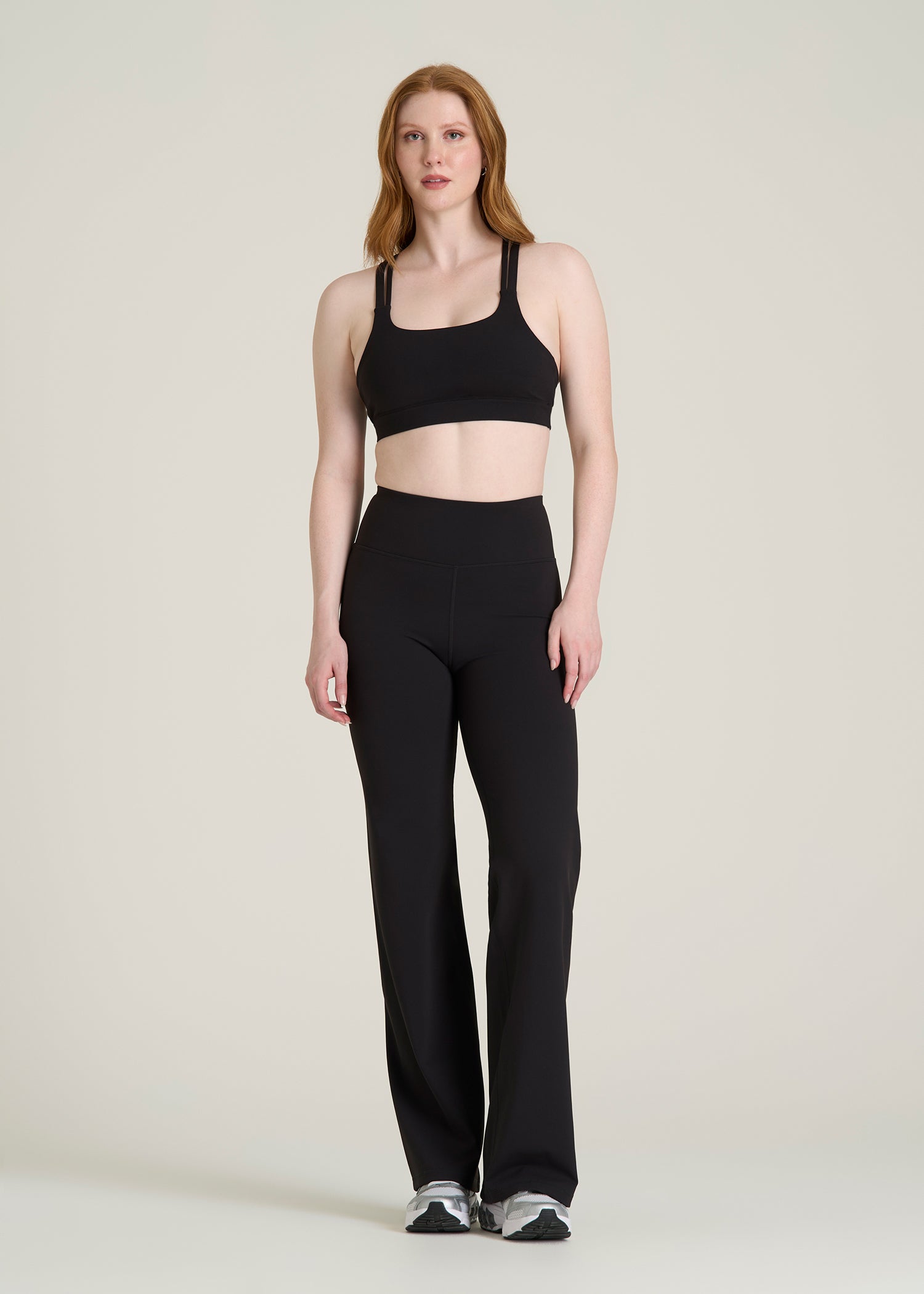 Balance Multi-Strap Sports Bra for Tall Women in Black