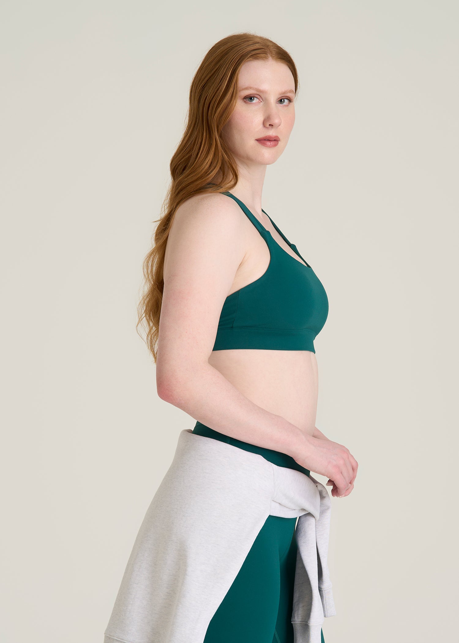Balance Multi-Strap Sports Bra for Tall Women in Deep Teal