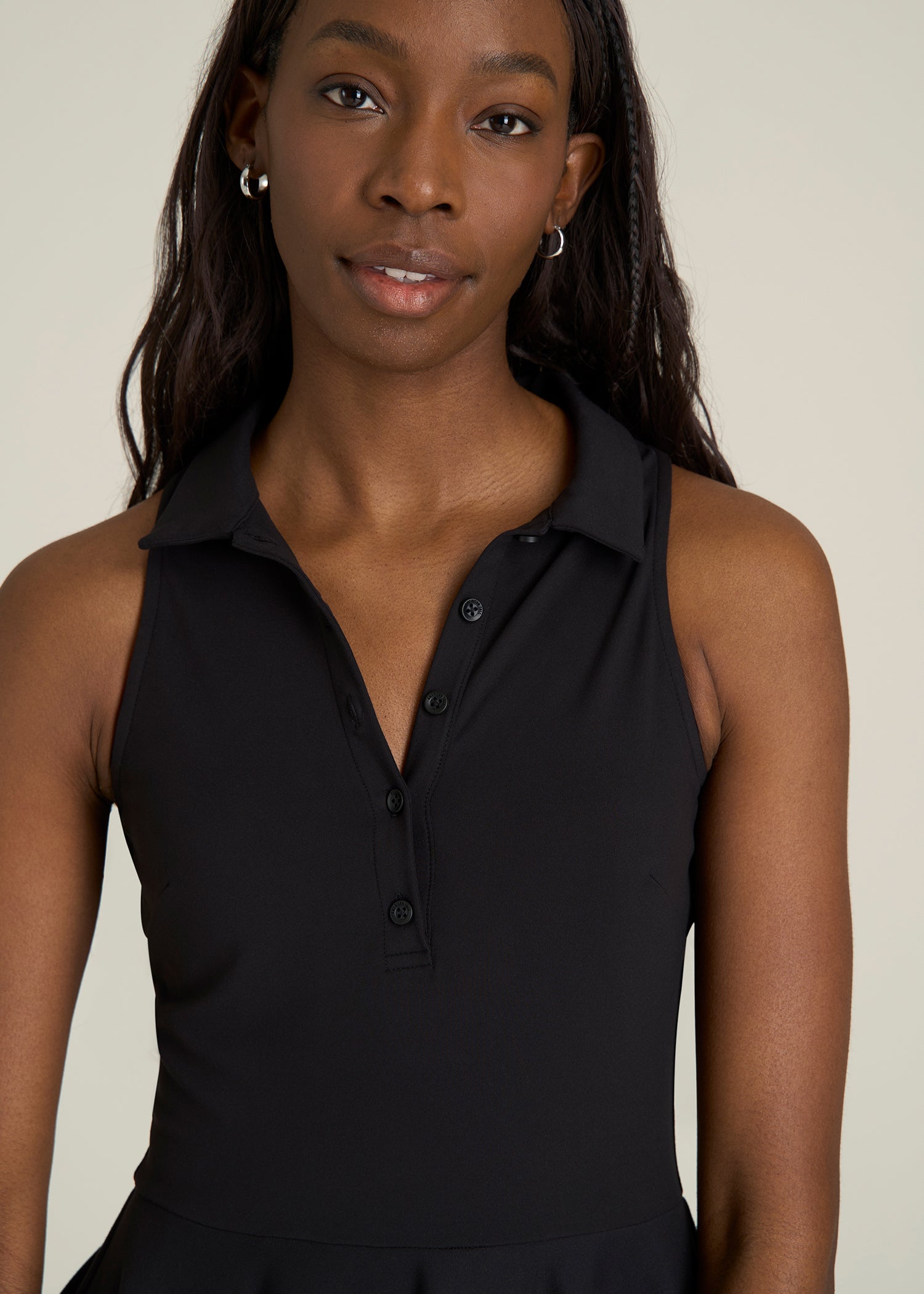 Balance Racerback Sleeveless Polo Dress for Tall Women in Black
