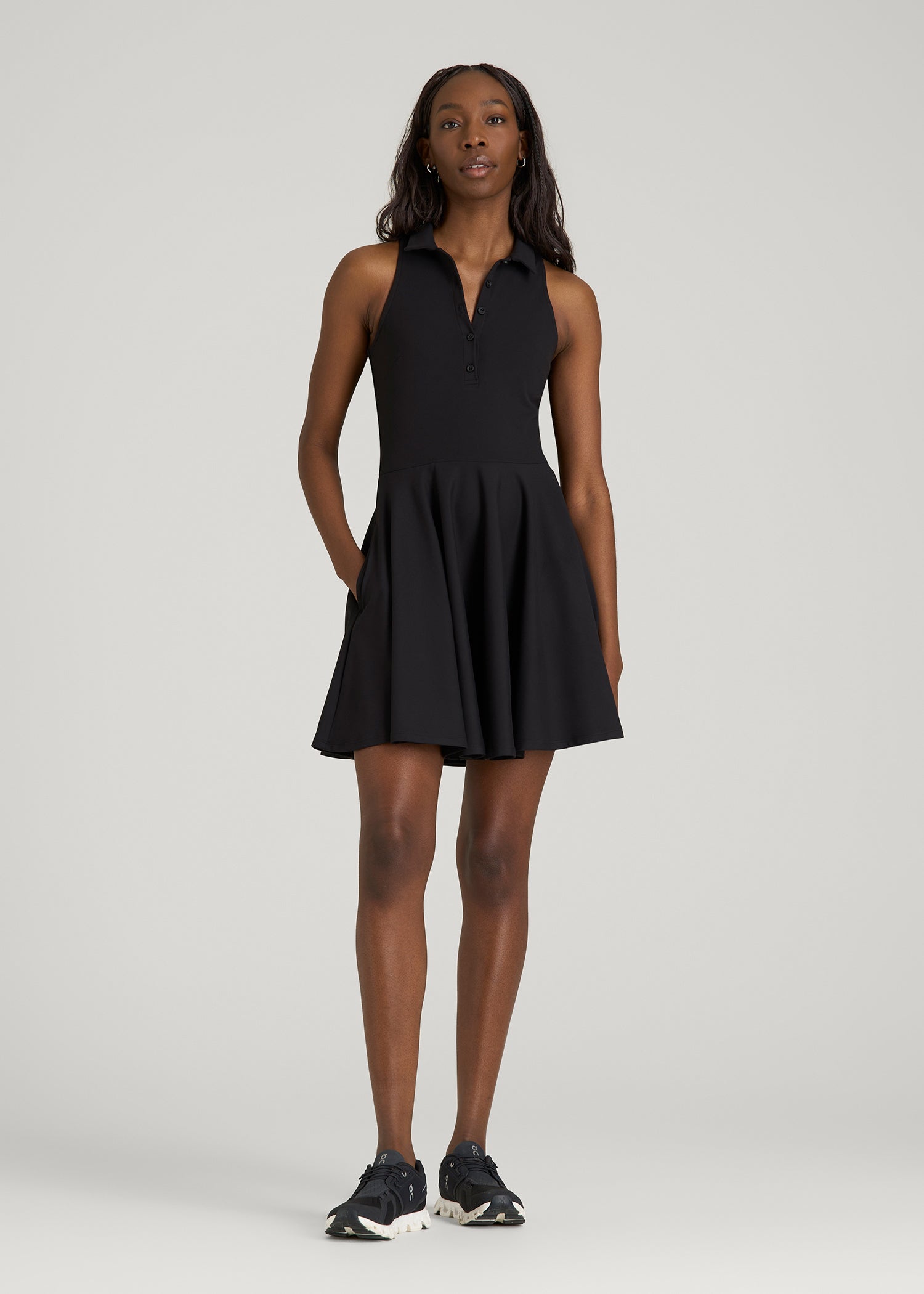 Balance Racerback Sleeveless Polo Dress for Tall Women in Black XS / Tall / Black Balance Racerback Sleeveless Polo Dress for Tall Women in Black XS / Tall / Black