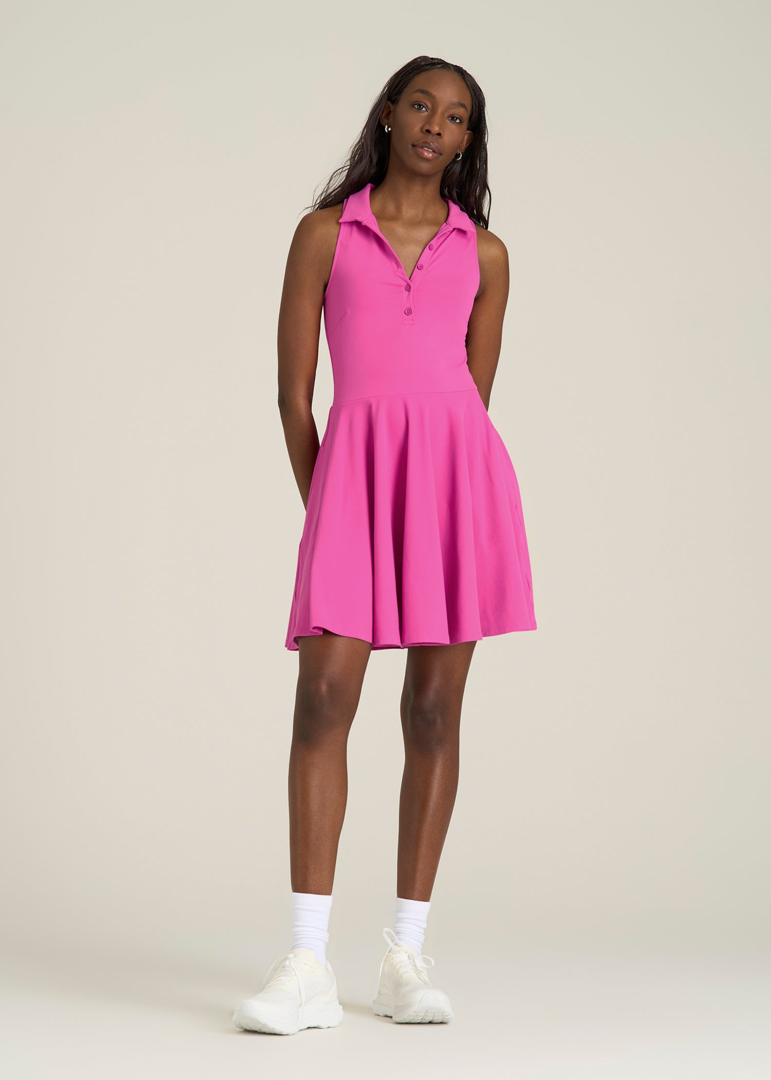 Balance Racerback Sleeveless Polo Dress for Tall Women in Magenta