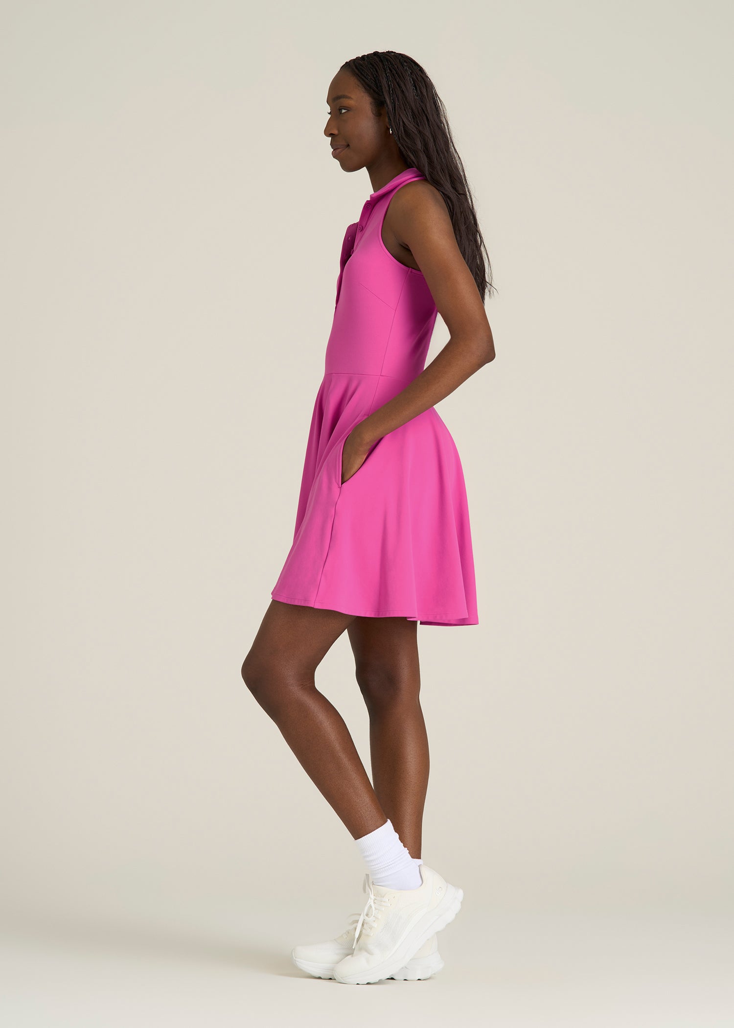 Balance Racerback Sleeveless Polo Dress for Tall Women in Magenta