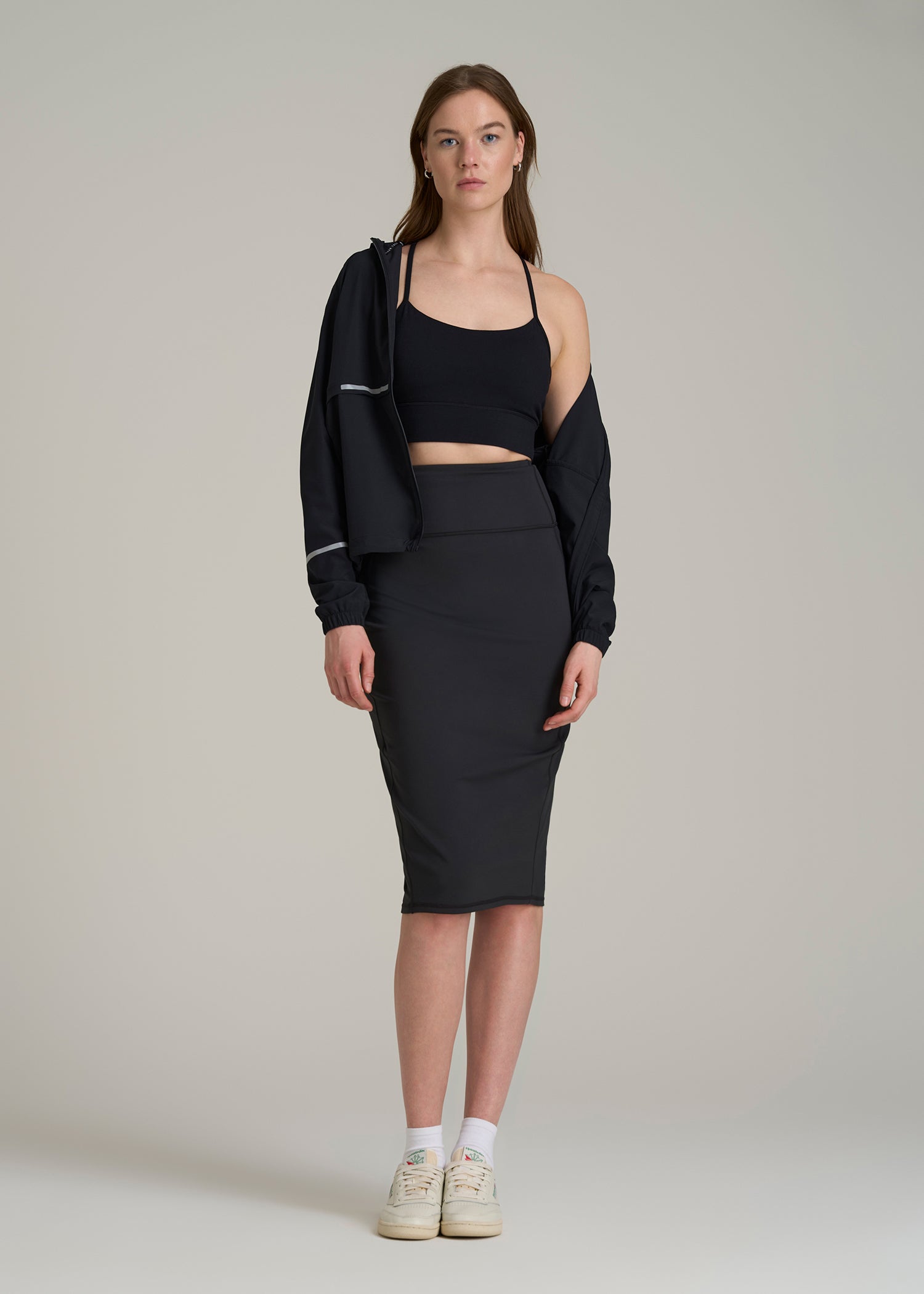 Balance Slim Fit High Rise Skirt for Tall Women in Black