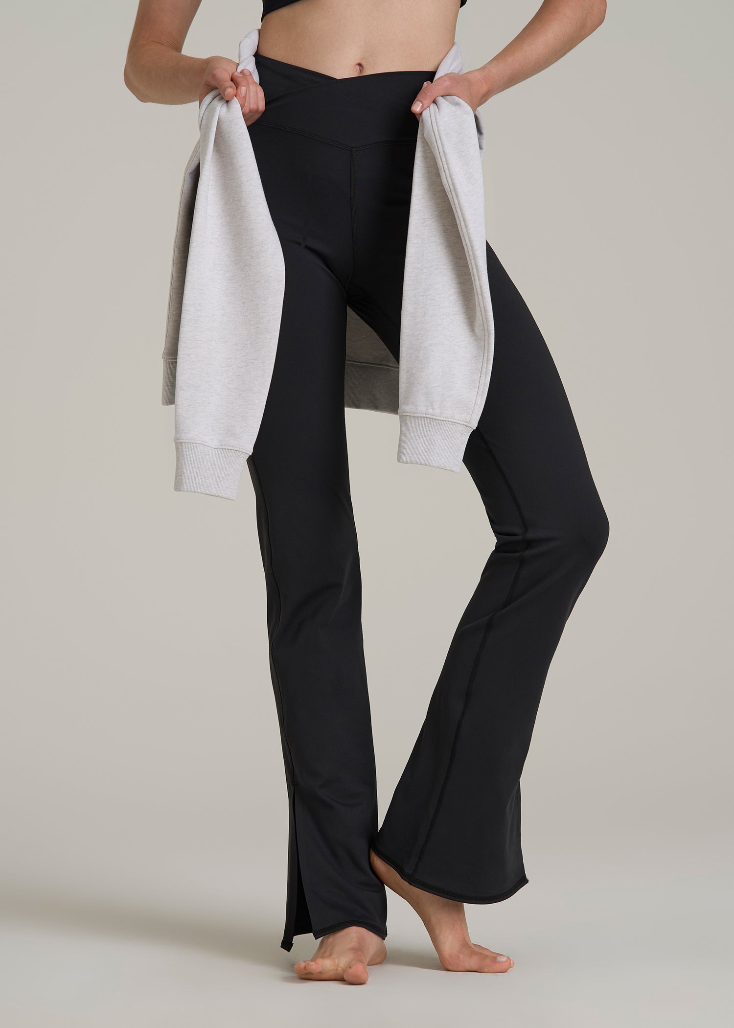 Balance Split Flare Pants for Tall Women in Black