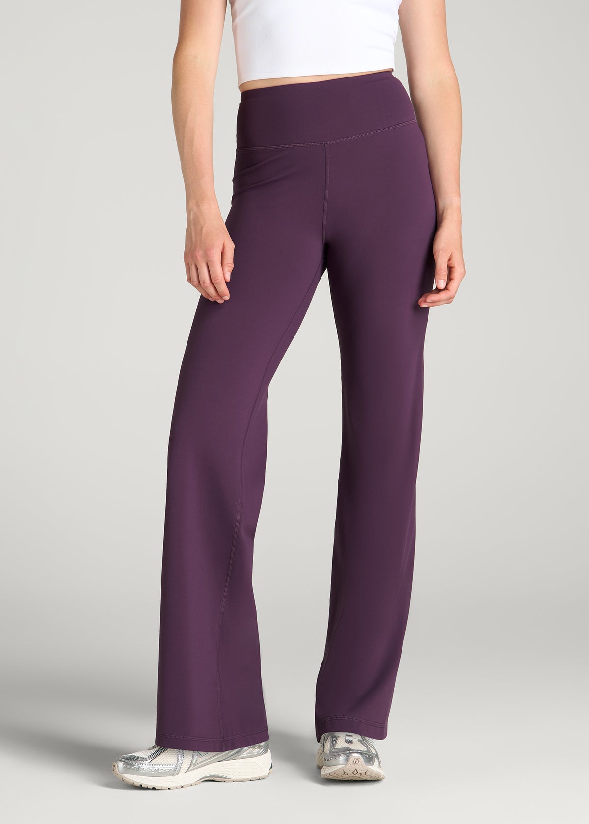 Balance Straight Leg Yoga Pants for Tall Women in Aubergine