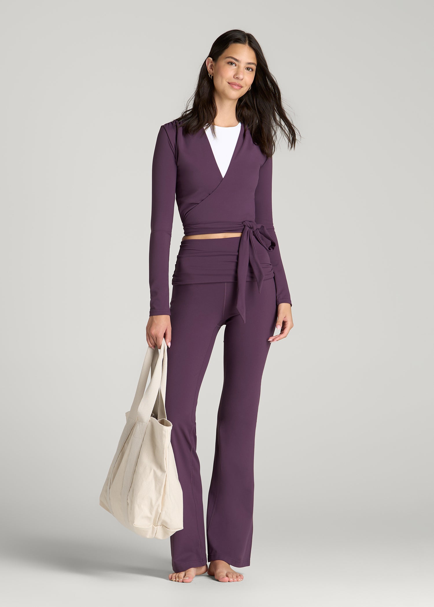 Balance Wrap Top for Tall Women in Aubergine
