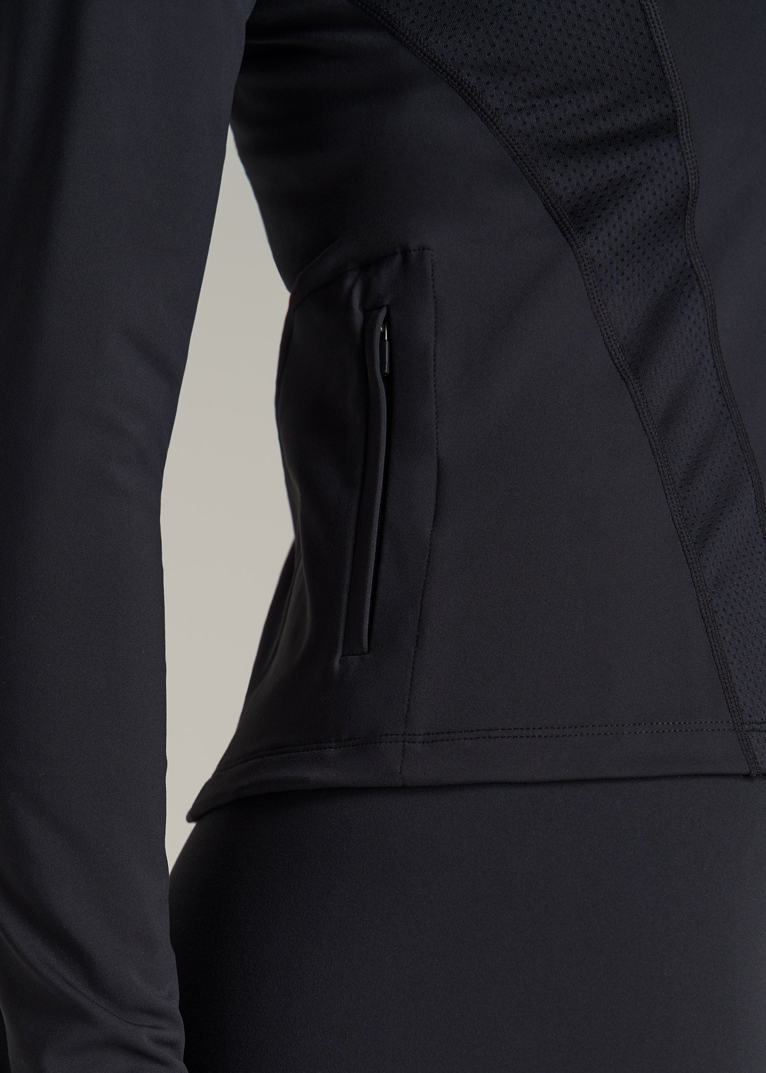 Balance Zip-Up Jacket with Stand-Up Collar for Tall Women in Black