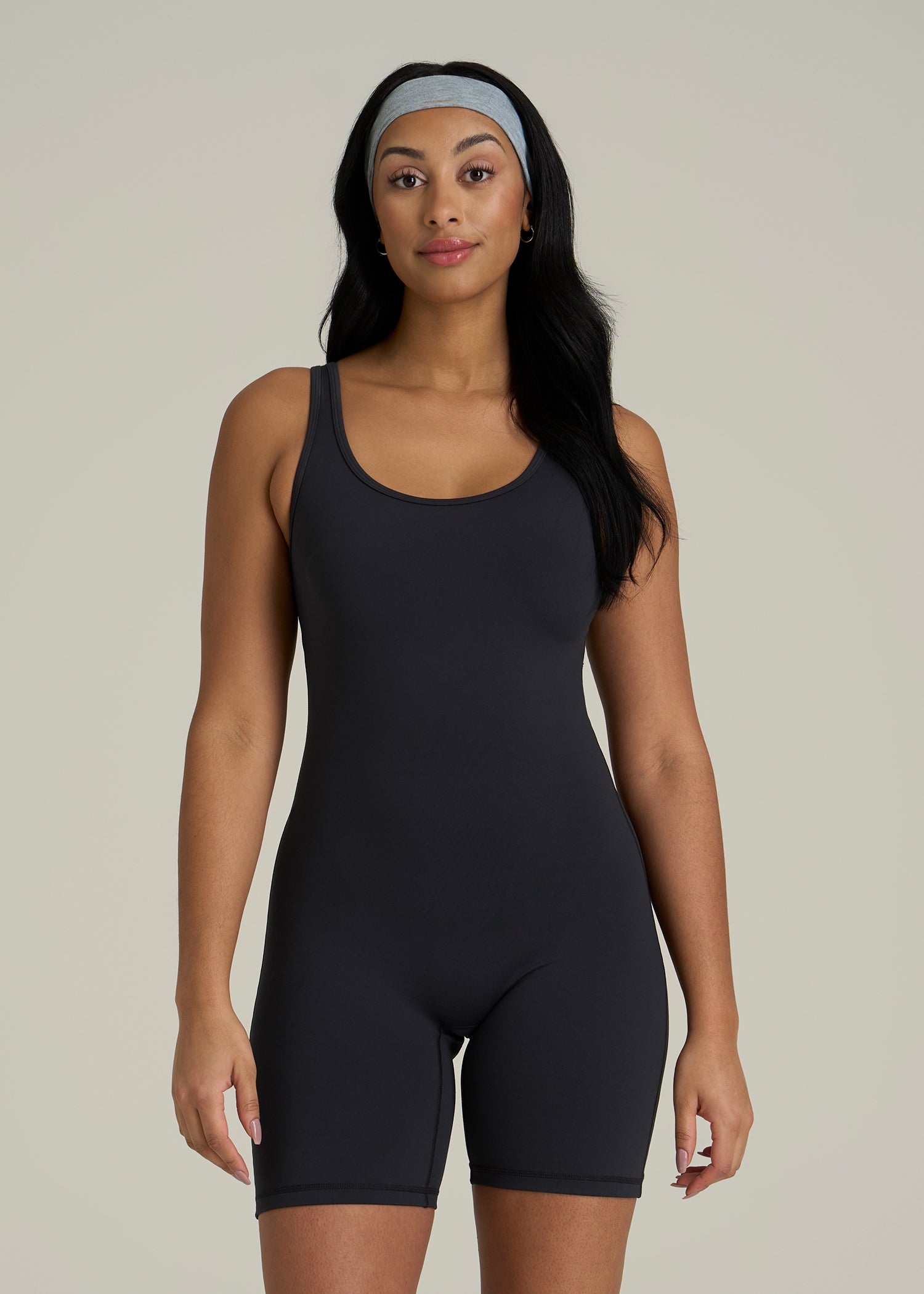 Balance Scoopneck Romper for Tall Women in Black
