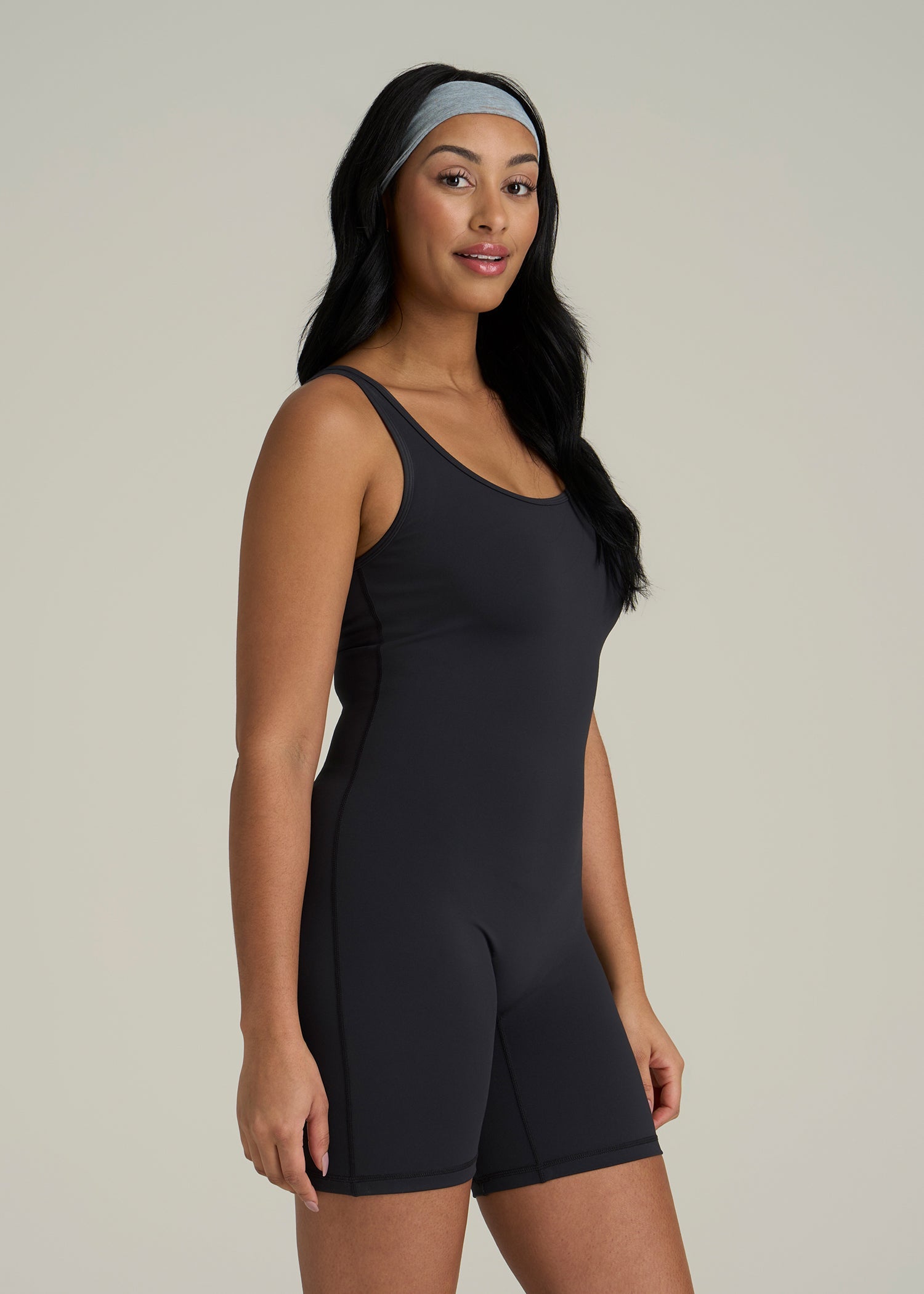 Balance Scoopneck Romper for Tall Women in Black