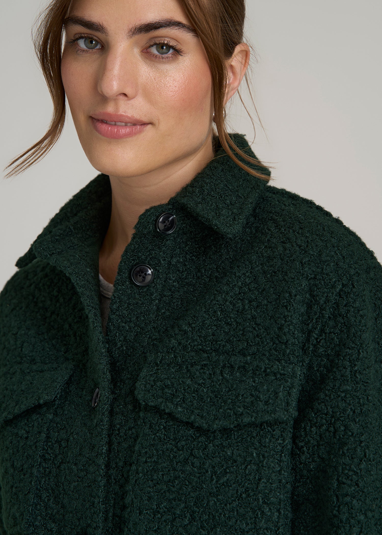Relaxed Boucle Shacket for Tall Women in Pine Grove